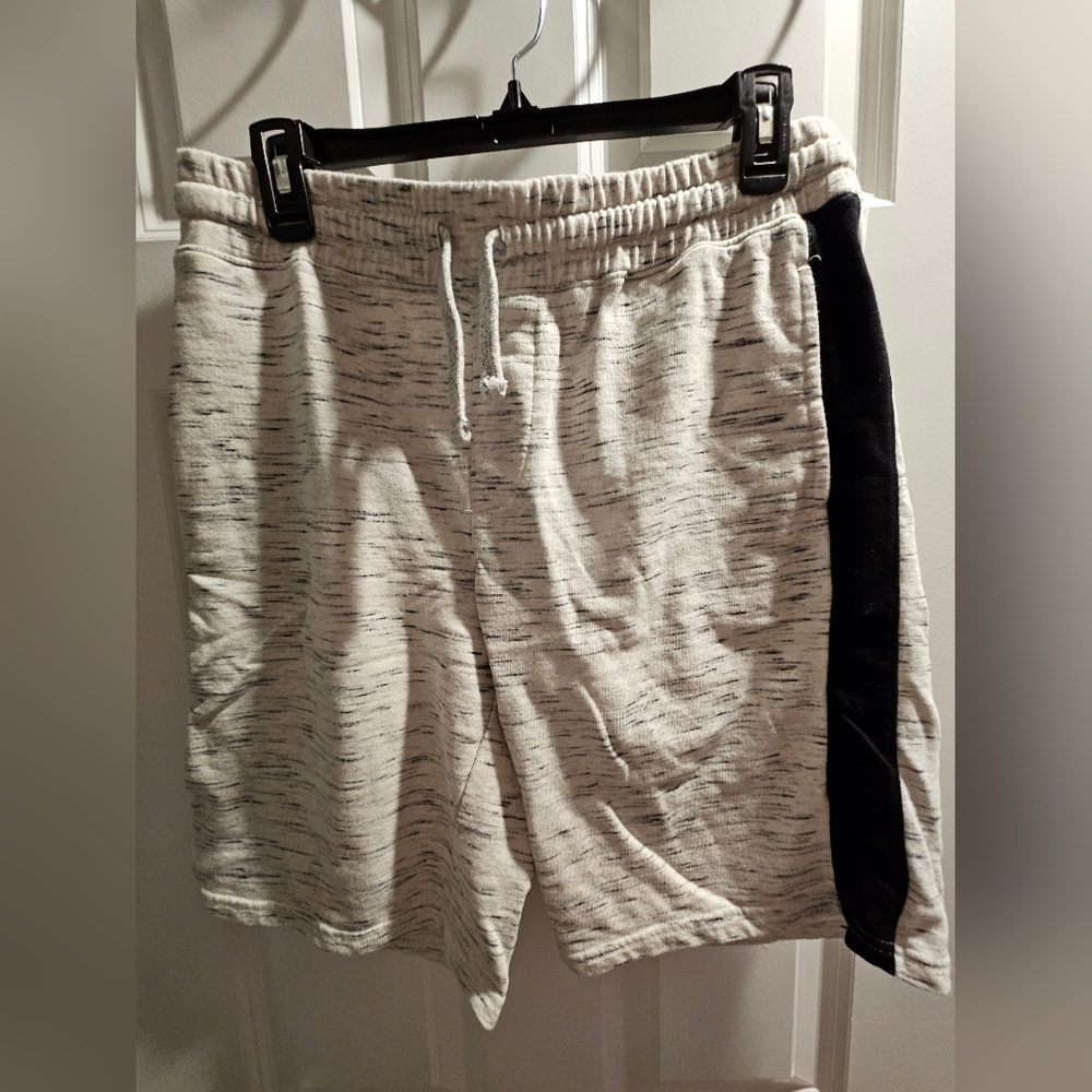 Men's Black and Cream Shorts